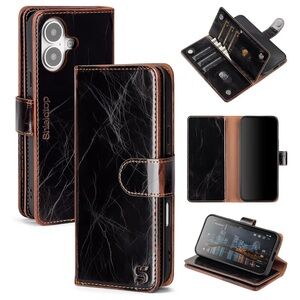 Coffee Leather Wallet Case for Smartphones IPhone 17